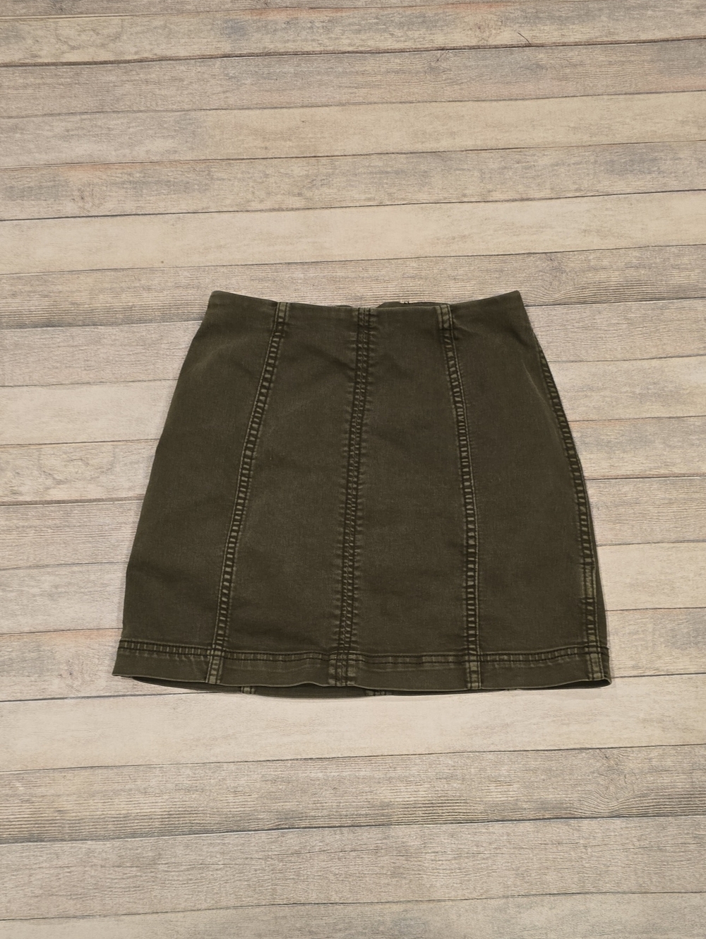 Free People Olive Panel Mini Skirt Zippered Back Size 2